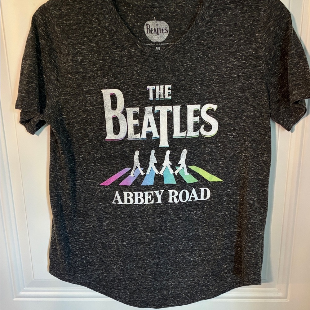 The Beatles Abbey Road Tee - Charcoal with Pastel Rainbow